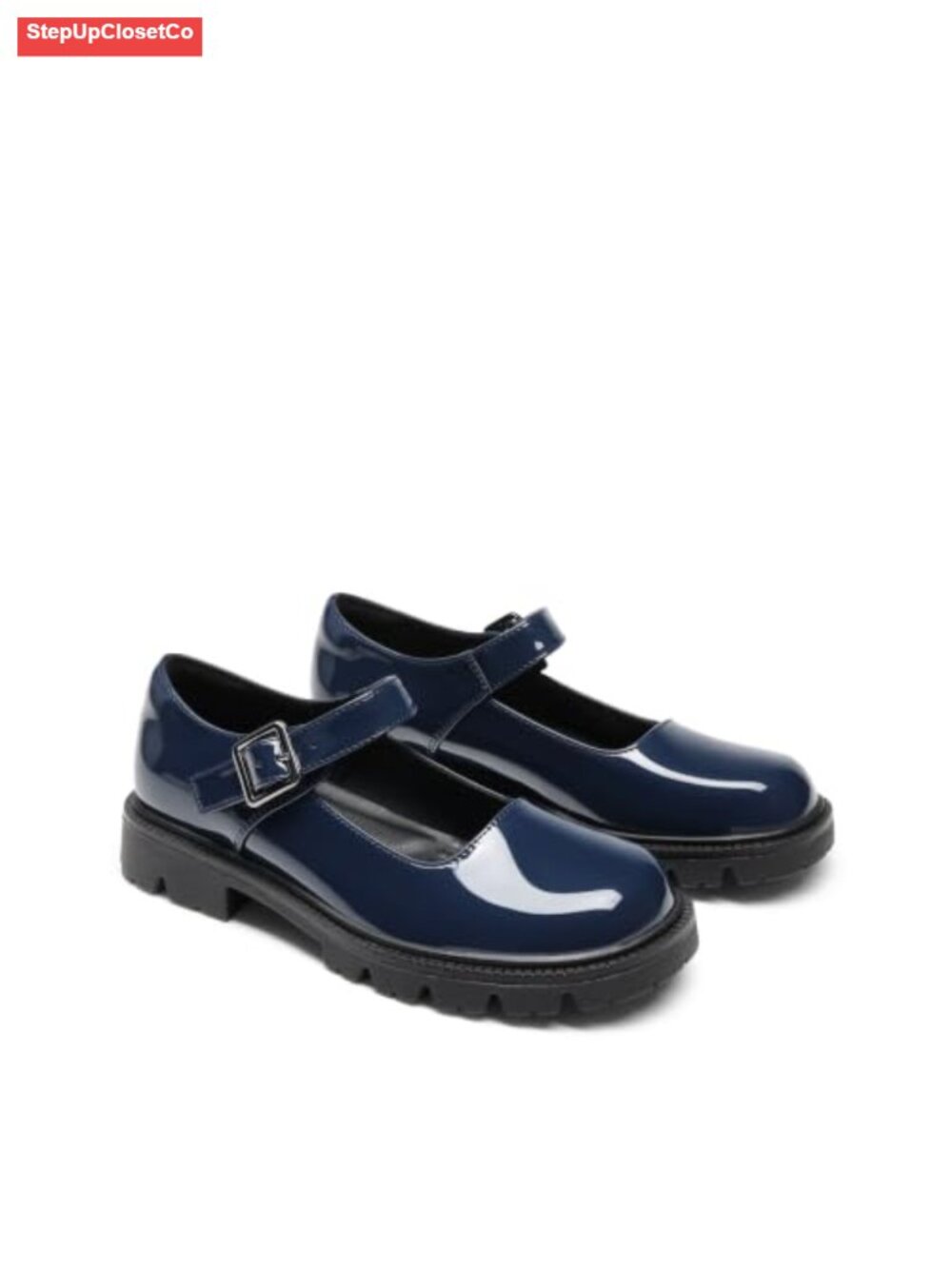 Women's Chunky Platform Mary Jane Flats, Adjustable Buckle Ballet Shoes